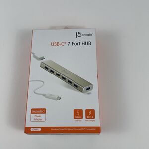 j5create USB-C 7-PORT HUB - 5Gbps -BC 1.2 - USB 3.0 - JCH377 - UPC# 847626001475